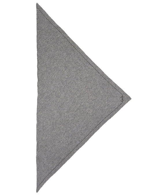 Lala Berlin Triangle Solid Logo M Tørklæde – luksuriøst trekantet cashmere tørklæde i City Middle Grey Melange med subtilt LALA BERLIN logo.