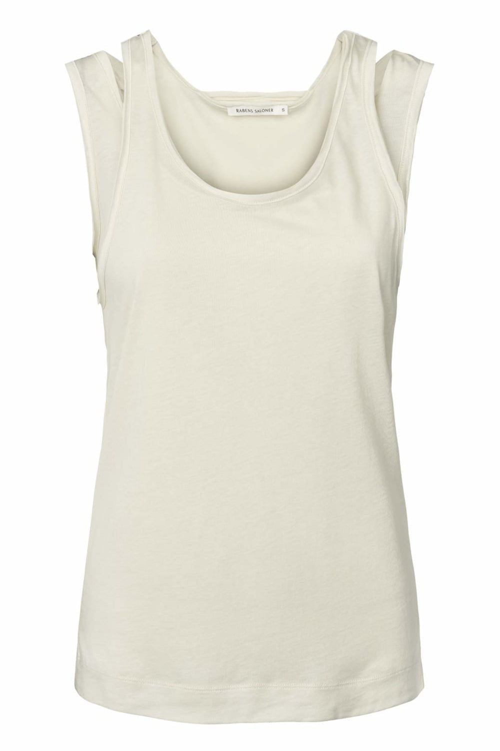 Rabens Saloner Darling Tanktop i Dirty Chalk – let, blød og åndbar sommer-top i strækbar kvalitet med rund hals og dobbelte stropper.