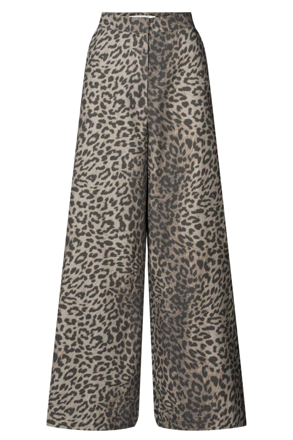 Rabens Saloner Inja Bukser – elegante bukser med leopardprint, bredde ben og tætsiddende talje.