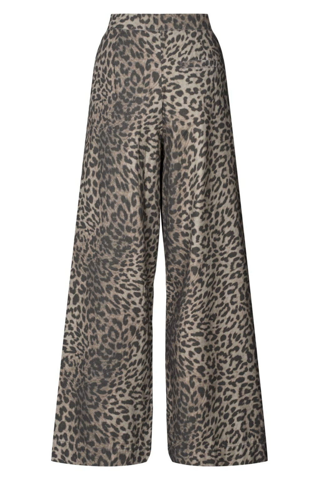 Rabens Saloner Inja Bukser – elegante bukser med leopardprint, bredde ben og tætsiddende talje.
