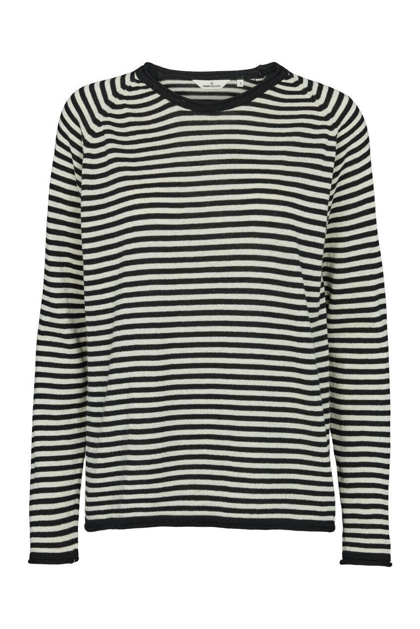 Basic Apparel bluse Soya Mini Stripe, sort og natural
