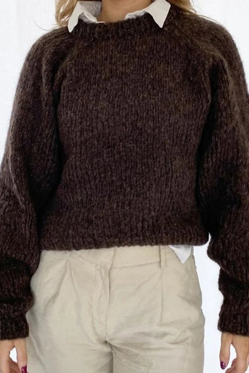 Coffee Beanies | Striktrøje | Alpaca Sweater, dark brown