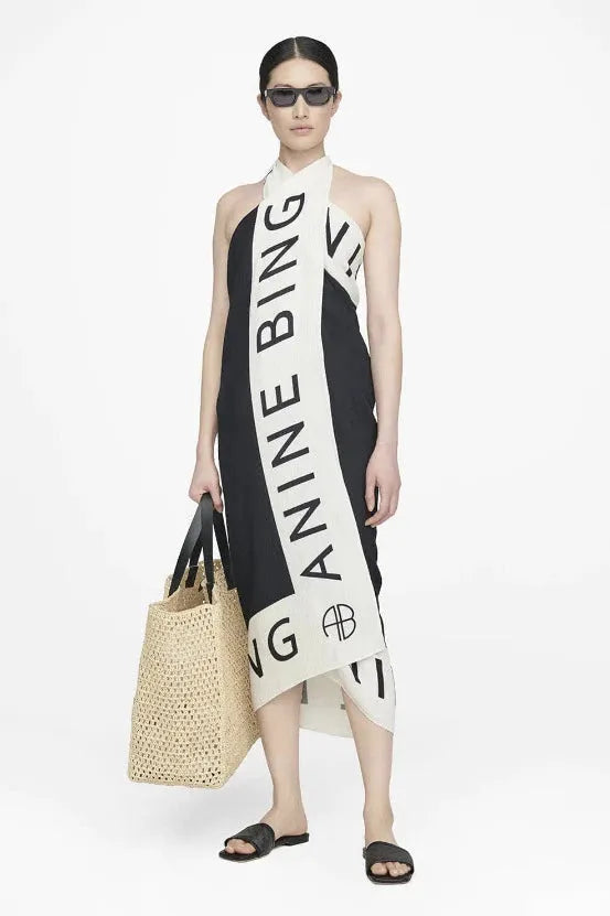Anine Bing Praia Sarong i sort og creme