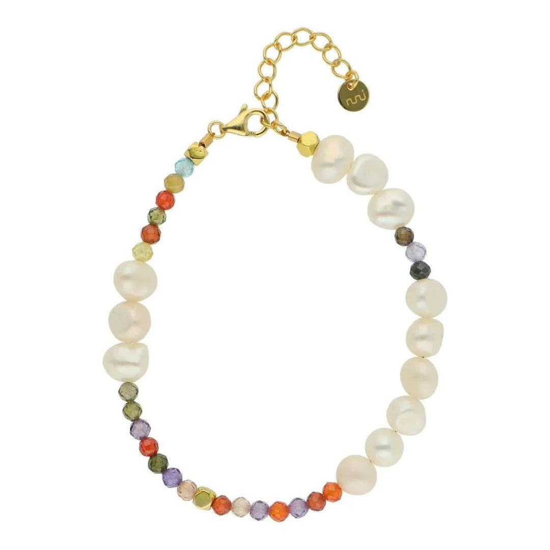 Nuni | Armbånd | Louise, pearl light multi/guldbelagt