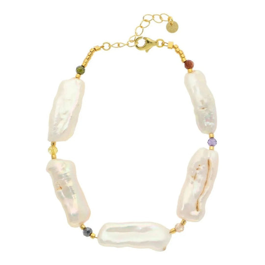 Nuni | Armbånd | Rikke, pearl/guldbelagt