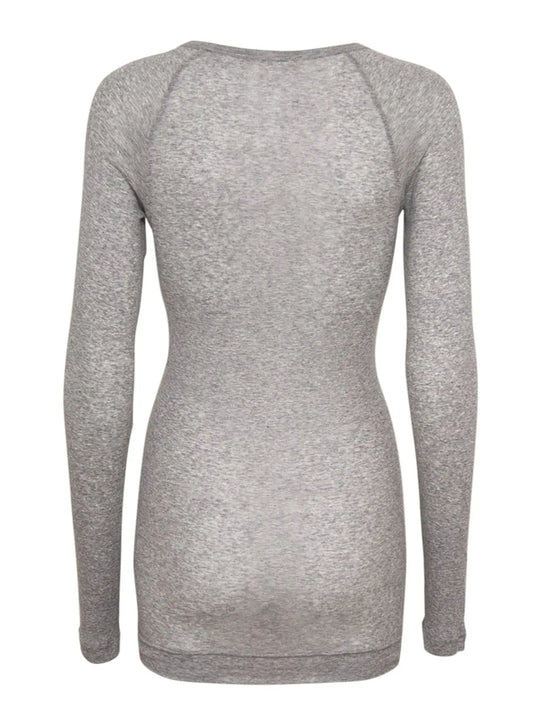 Bluse | SEAMLESS BASIC Elvira Cotton Long Sleeve, grå