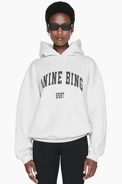 Anine Bing Harvey Sweatshirt in Dusty Olive - Black White Denim