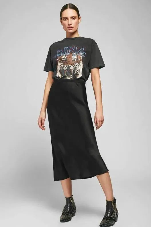 nederdel | Bar Silk Skirt skinnende 100% silke, black