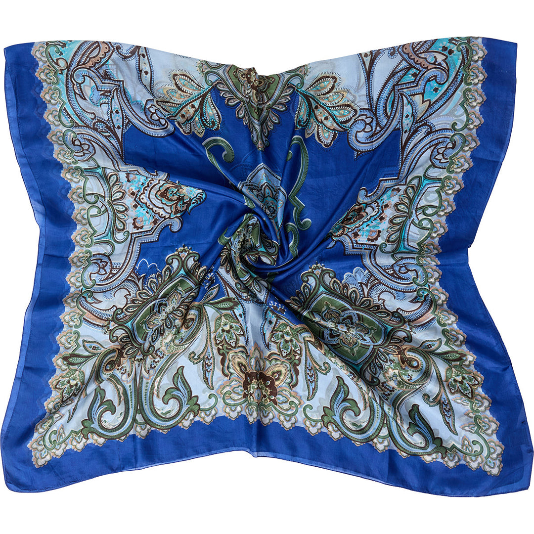 Bella Ballou | Silketørklæde | Royal paisley silk scarf, blue/ green