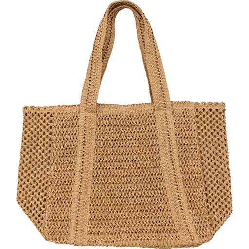 Bella Ballou Raffia Bag i natur – stor, håndlavet skuldertaske med hulmønster, perfekt til hverdag, strand og shopping