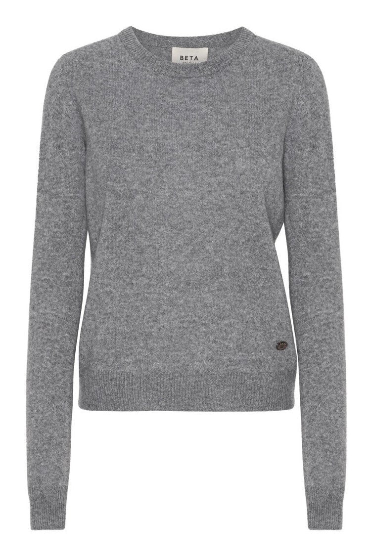 Beta Studios | Sweater | O-Neck Basic Cashmere, grey melange