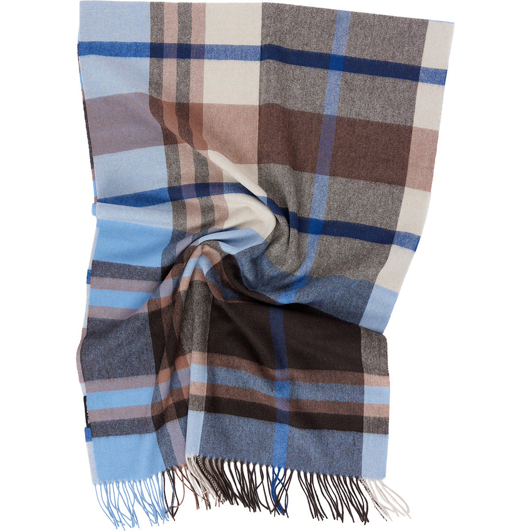 Tørklæde | Bella Ballou Check it out wool scarf, blue/brown