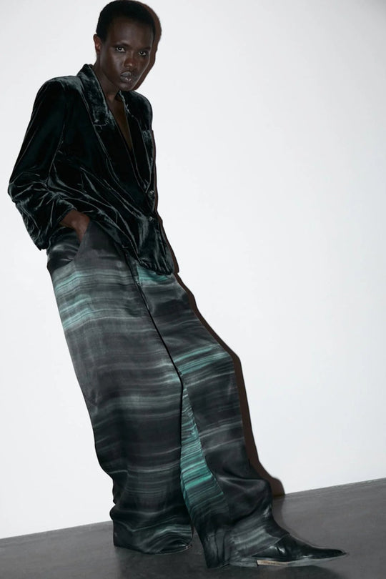 Bukser | Rabens Saloner Briana Shadow Pleat Wide Pant, forest