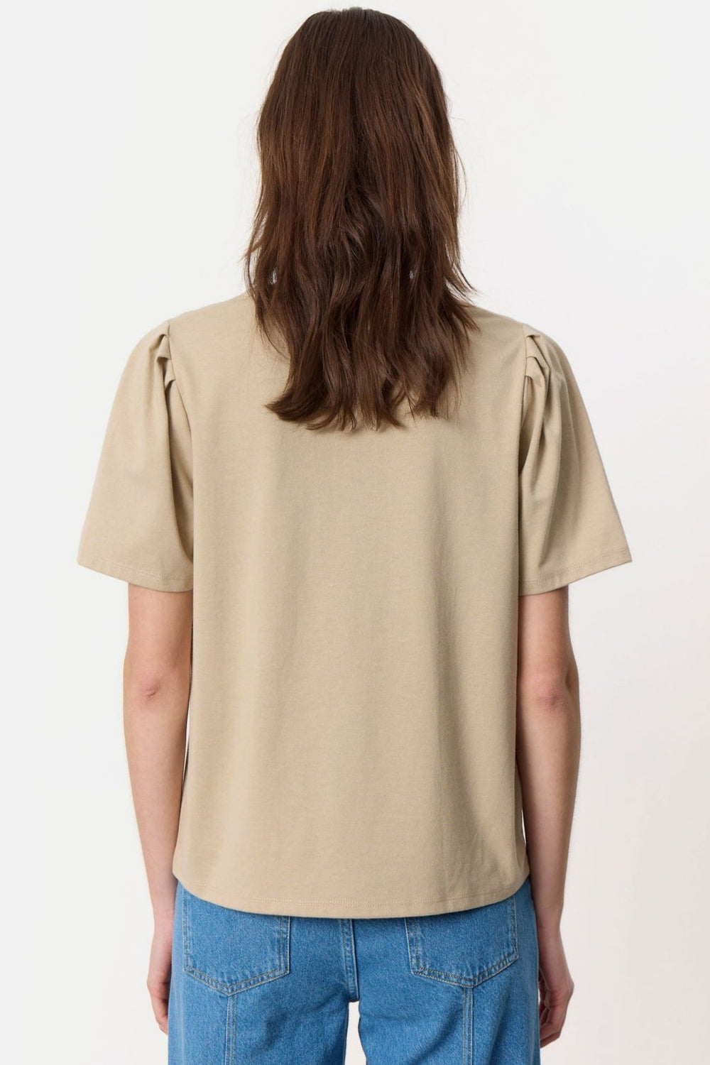 Leveté Room LR-Isol 1 T-shirt i Plaza Taupe -Jersey T-shirt med Pufærmer