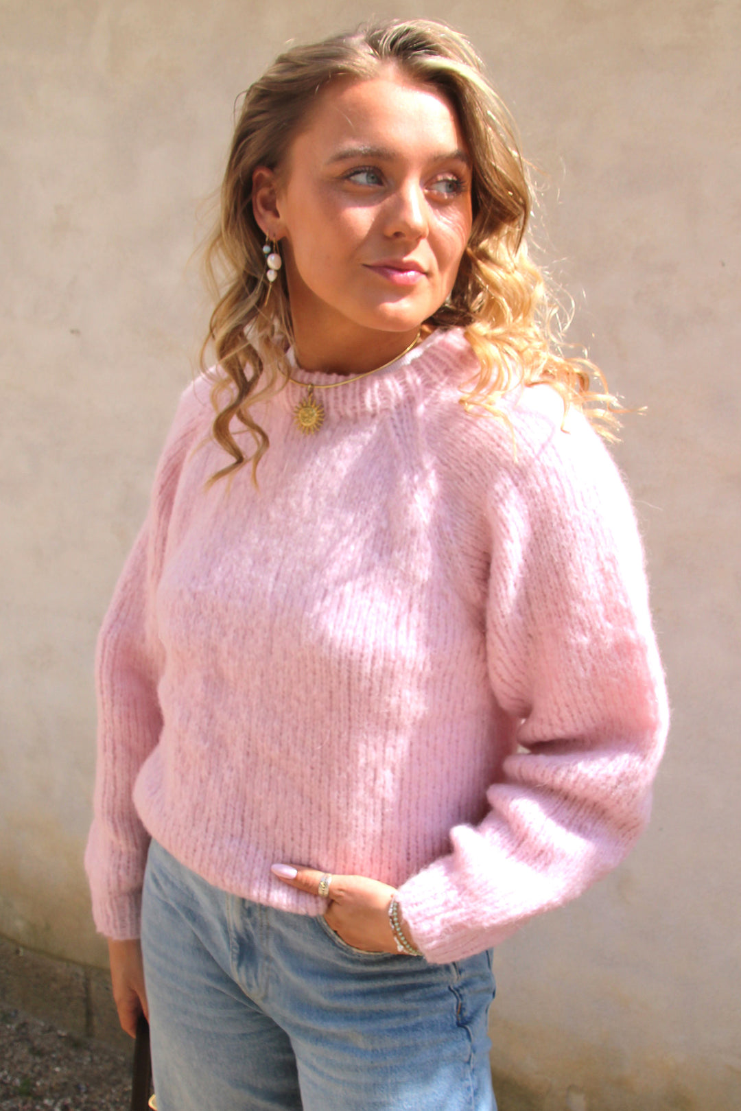 Striktrøje | Coffee Beanies Alpaca Sweater, light pink