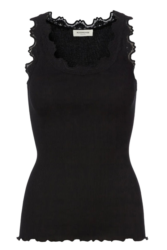 Rosemunde | Silketop | RWBabette SL U-neck Lace Top, 5405 black