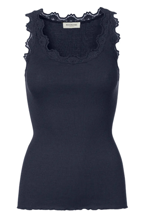 Rosemunde | Silketop | RWBabette SL U-neck Lace Top, 5405 navy