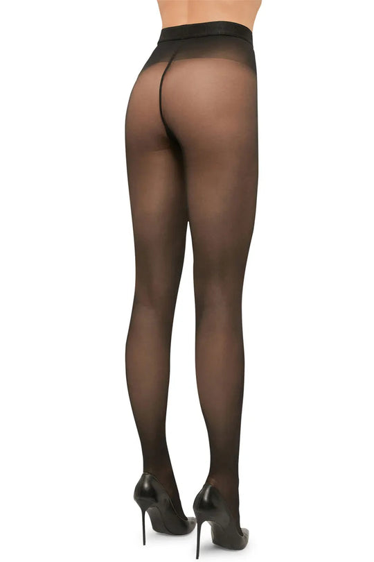 Wolford Synergy 40 Leg Support Tights i sort – semi-transparent strømpebukse med let støtte, 40 denier og bred elastik i taljen.
