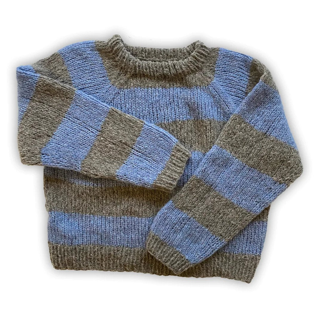 Striktrøje | Coffee Beanies Alpaca Sweater, striped pei blue