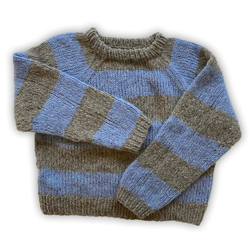 Coffee Beanies | Striktrøje | Alpaca Sweater, striped pei blue