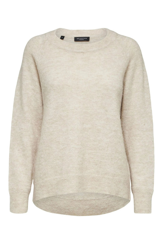 Striktrøje | Selected Femme Lulu ls knit o-neck, birch