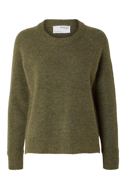 Selected Femme | Sweater | Lulu ls knit o-neck, dusky green