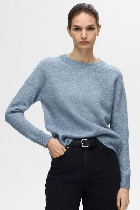 Selected Femme | Sweater | Lulu ls knit o-neck, endless sky melange