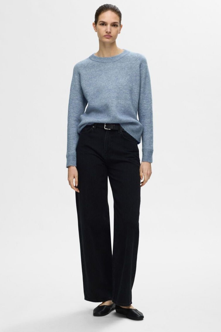 Selected Femme | Sweater | Lulu ls knit o-neck, endless sky melange