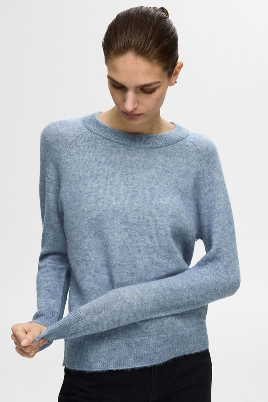 Selected Femme | Sweater | Lulu ls knit o-neck, endless sky melange