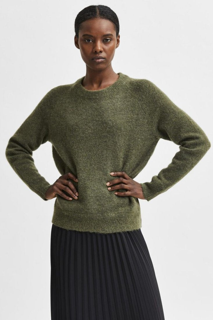 Selected Femme | Sweater | Lulu ls knit o-neck, kalamata melange