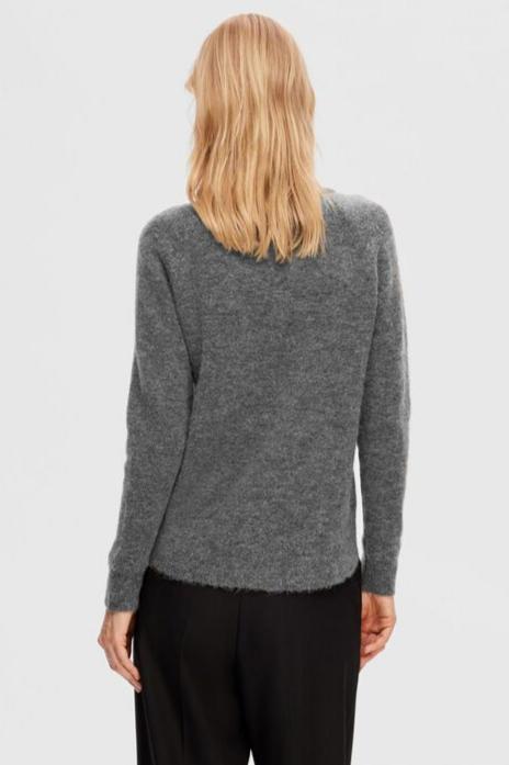 Selected Femme | Sweater | Lulu ls knit o-neck, medium grey melange