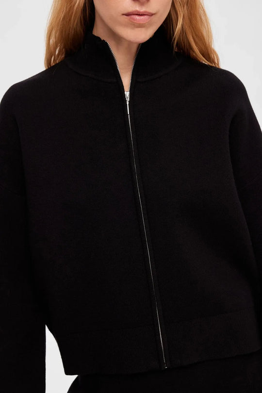 CARDIGAN | Selected Femme  Merle Imina Zipper LS knit, black