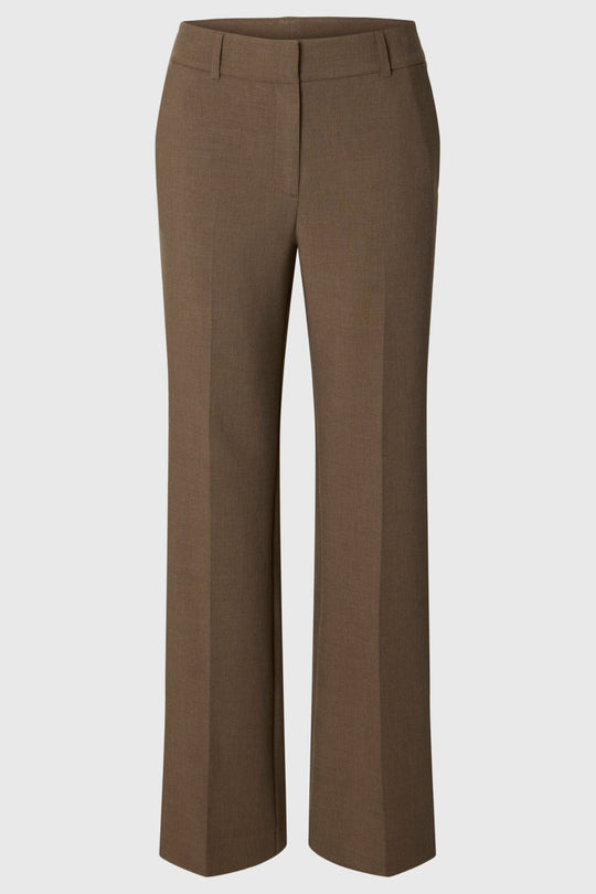 Selected Femme Skræddersyede Brede Bukser i Chocolate Chip – elegante bukser med vide ben og skræddersyet finish.
