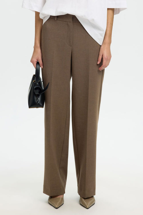 Selected Femme | Bukser | Rita Wide, chocolate chip melange