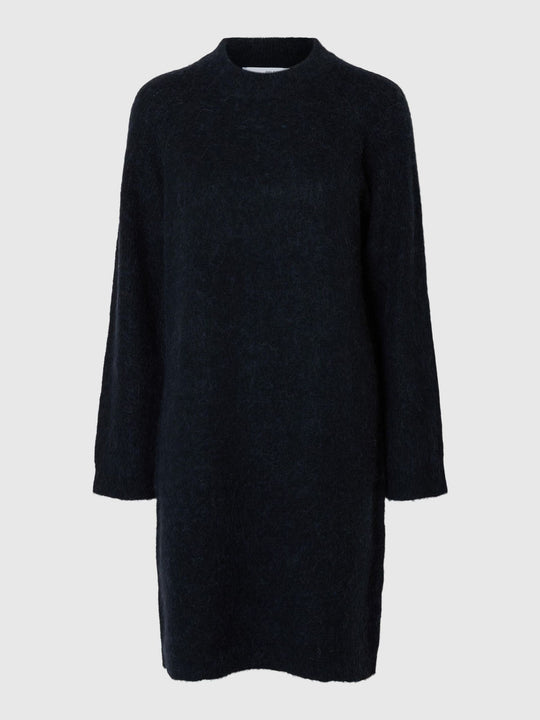 Selected Femme | Kjole | Lulu LS High Neck Knit Dress, dark sapphire