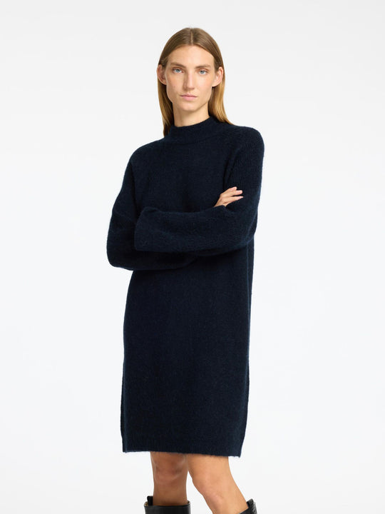 Selected Femme | Kjole | Lulu LS High Neck Knit Dress, dark sapphire