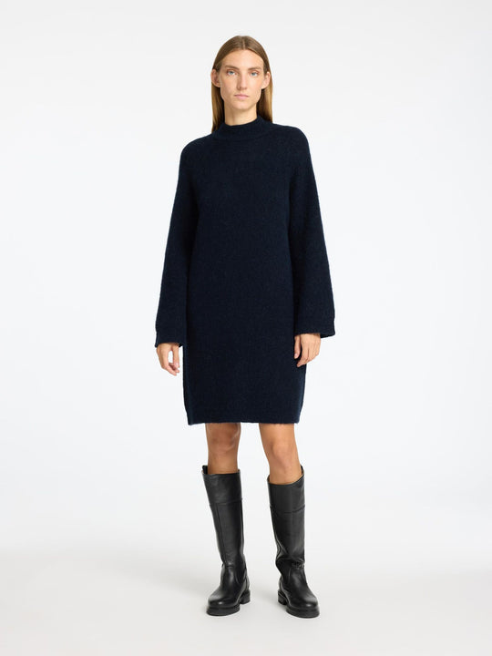 Selected Femme | Kjole | Lulu LS High Neck Knit Dress, dark sapphire