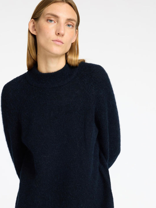 Selected Femme | Kjole | Lulu LS High Neck Knit Dress, dark sapphire