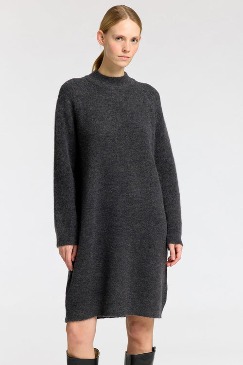 Selected Femme | Kjole | Lulu LS High Neck Knit Dress, volcanic ash