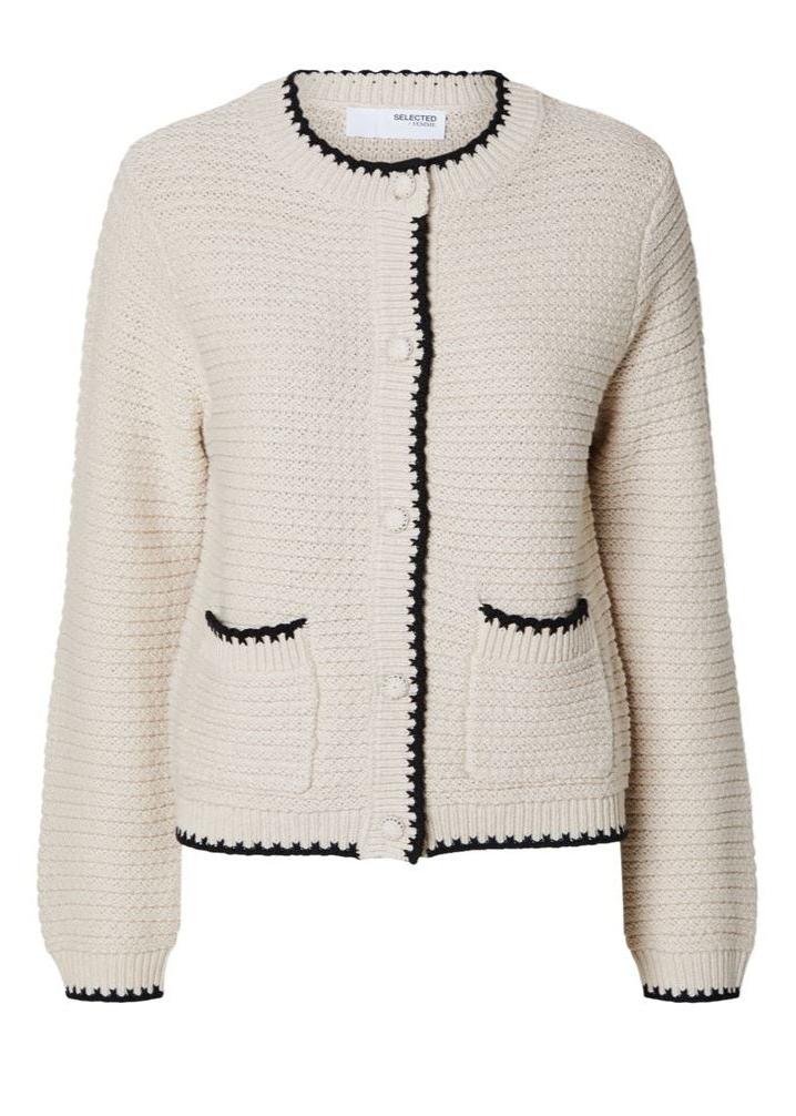 Jilli LS Knit Cardigan med Knaplukning - Klassisk Cardigan fra Selected Femme