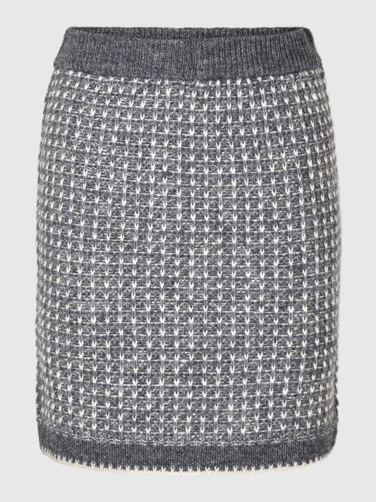 Selected Femme Sine Short Knit Skirt – Tweed-Inspireret Strikket Mininederdel i Ash/Birch