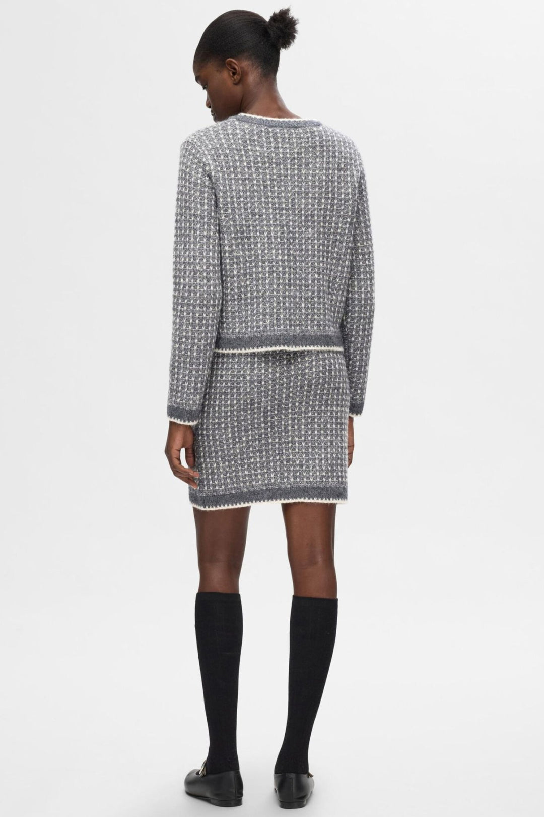 Selected Femme | Nederdel | Sine Short Knit Skirt, ash/detail birch