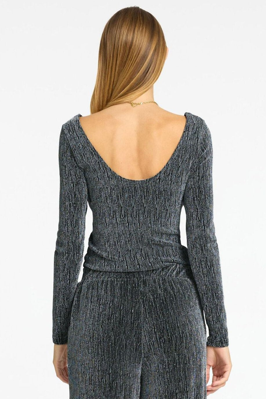 Selected Femme Sort Anita LS Low Back Top - Glamourøs og Bæredygtig