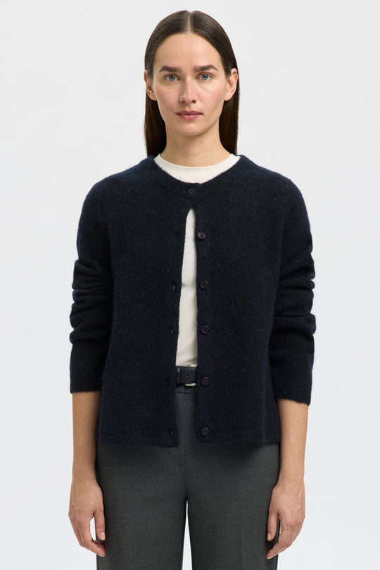 Selected Femme | Cardigan | Lulu new ls knit short, dark sapphire/melange