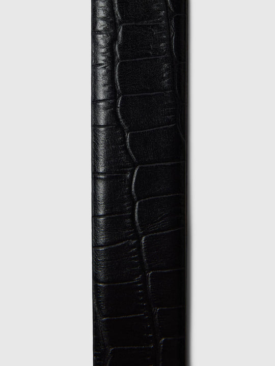 Selected 100% Leather Belt i sort – klassisk læderbælte med afrundet spænde og enkelt design i 100% læder.
