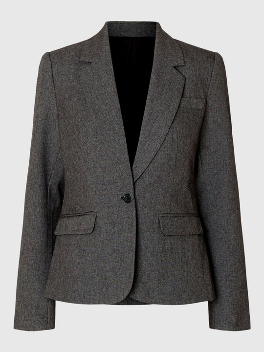 Selected Femme Fitted Alma Blazer i grå, figursyet blazer i bæredygtig kvalitet med enkelt knaplukning og klassisk krave.