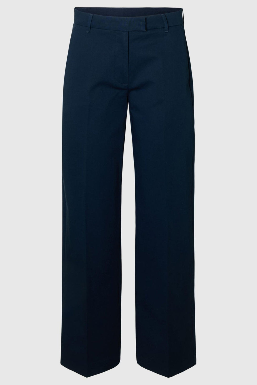 Selected Femme 100% Bomuld Brede Bukser i Dark Sapphire – brede, komfortable bukser i blød bomuld med afslappet silhuet.
