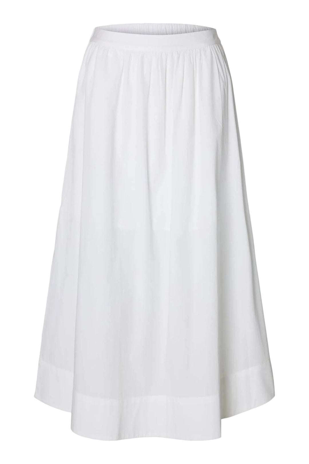 Selected Femme Blair HW Ankle Slit nederdel bright white – lang nederdel med høj talje og sideslidser.