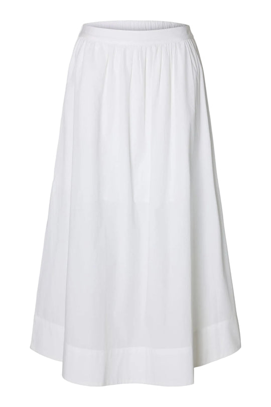Selected Femme Blair HW Ankle Slit nederdel bright white – lang nederdel med høj talje og sideslidser.
