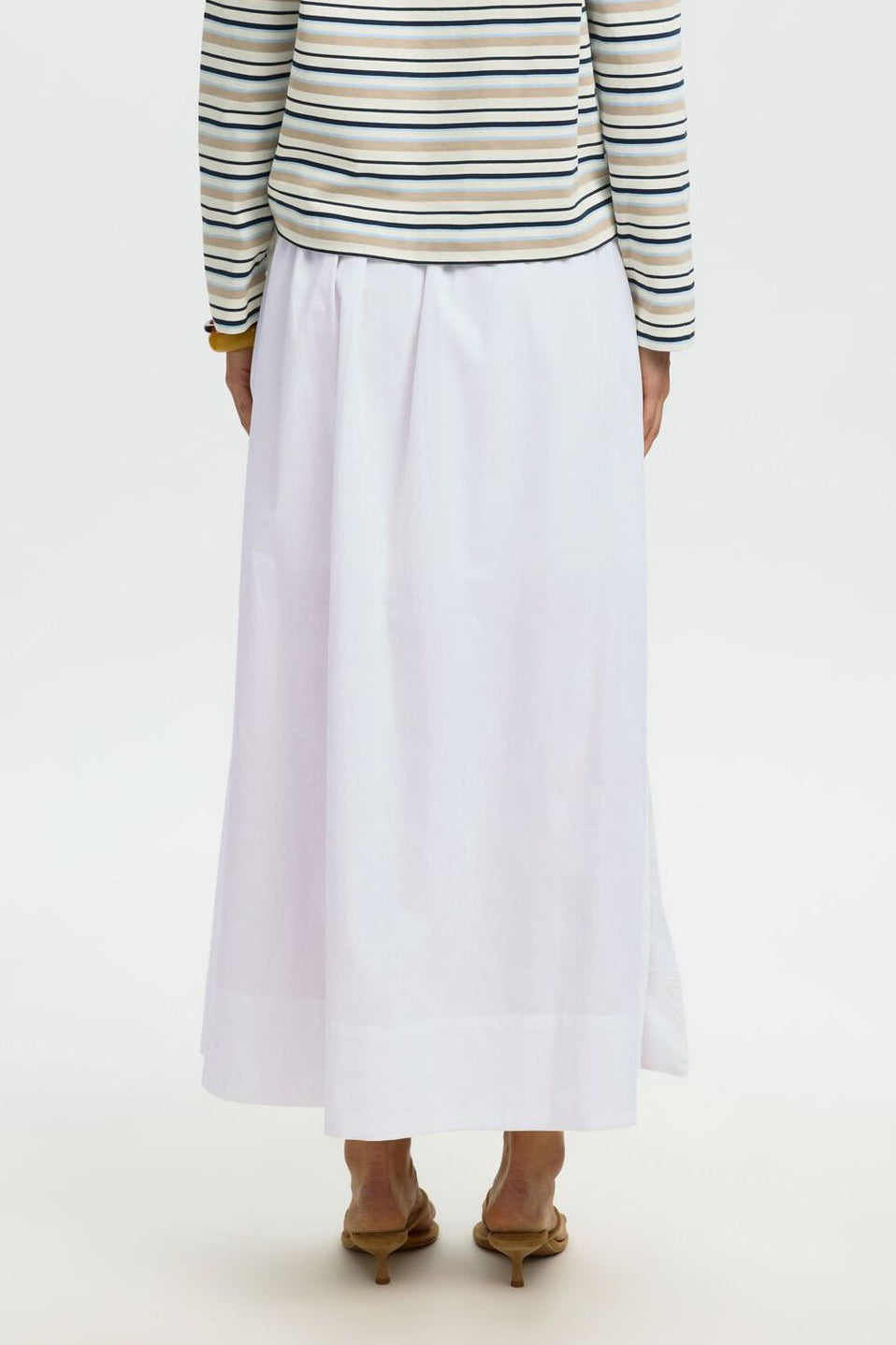 Selected Femme Blair HW Ankle Slit nederdel bright white – lang nederdel med høj talje og sideslidser.